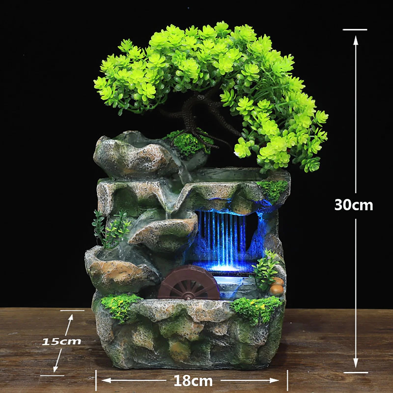 Indoor Fountain Waterfall Table Fountain Decoration with Colour Changing LED Lighting