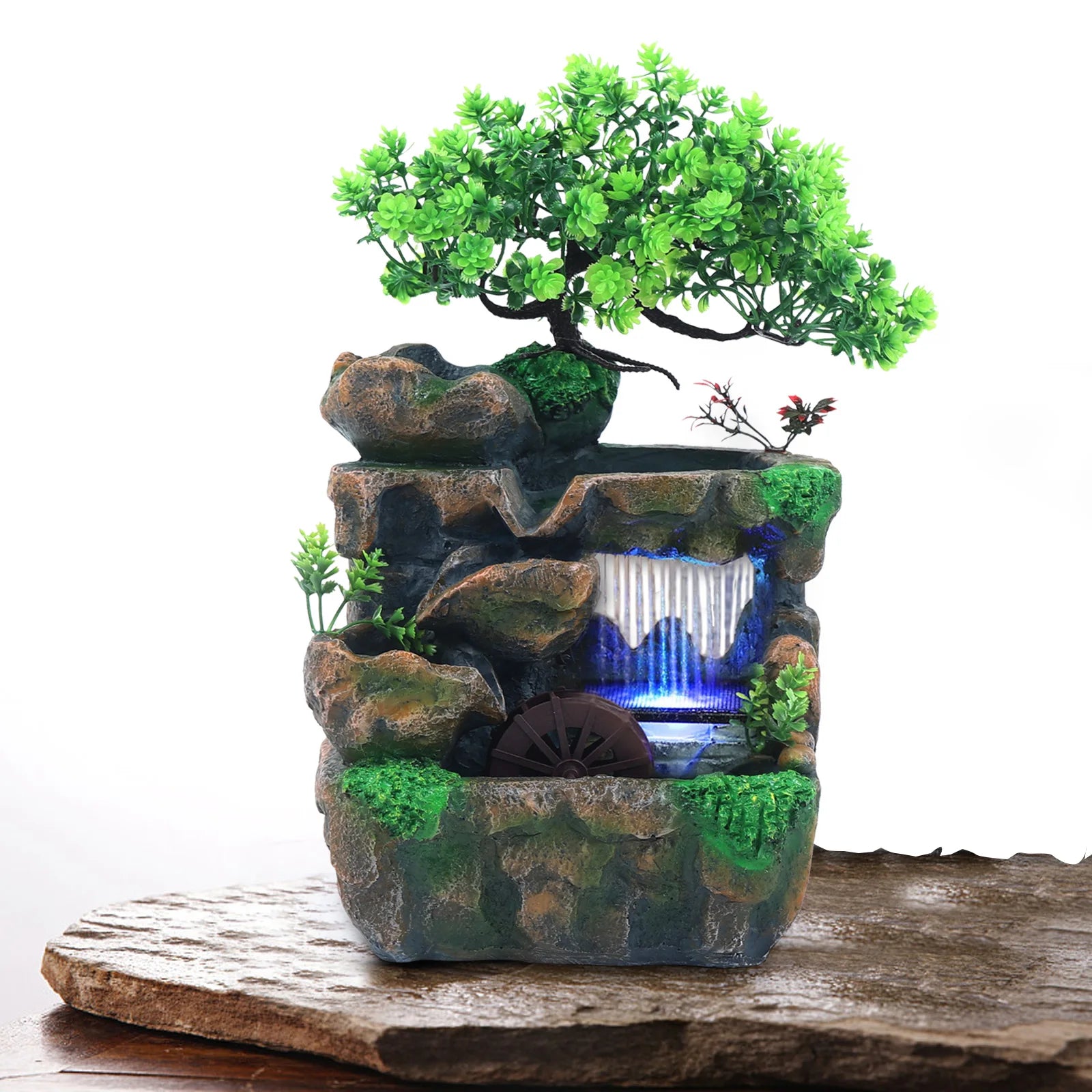 Indoor Fountain Waterfall Table Fountain Decoration with Colour Changing LED Lighting